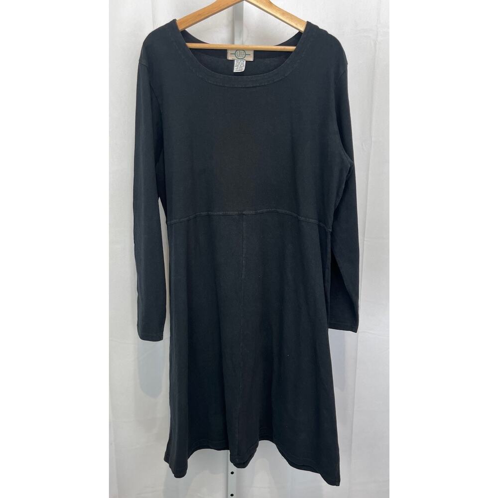 J. JILL Ltd Vintage Cotton Knit Dress Long Sleeve Black USA Size XL